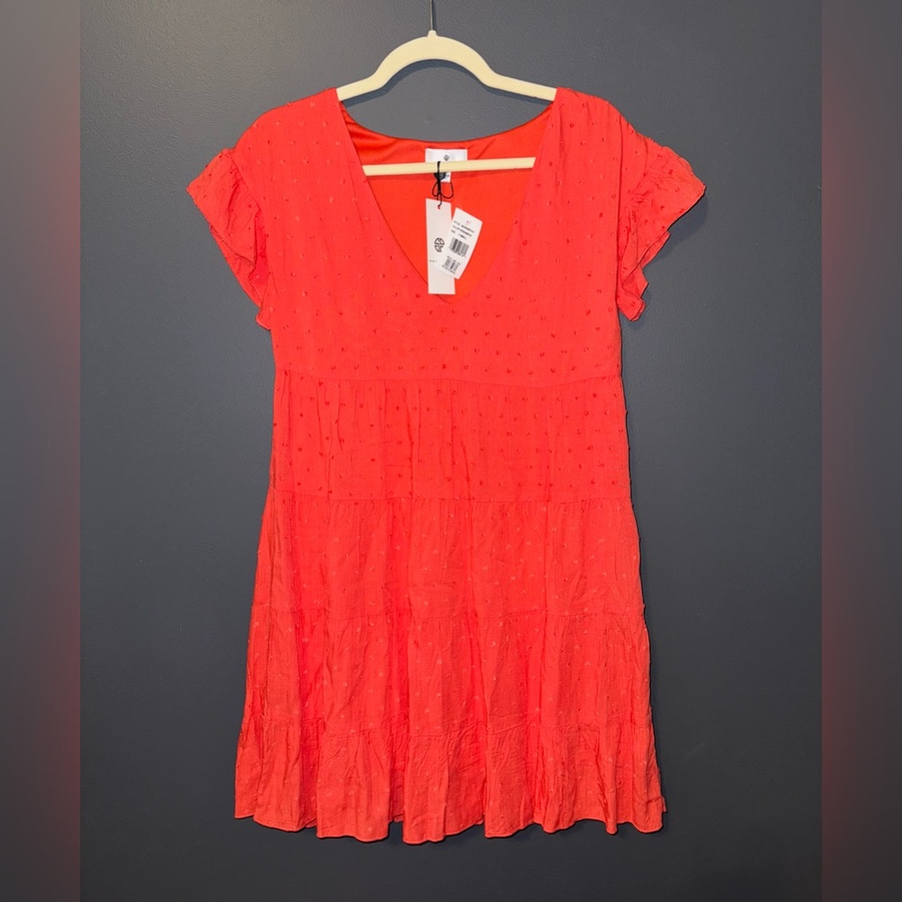 Socialite Nordstrom Coral Tiered Ruffle Dress. New With Tags. Extra Small XS